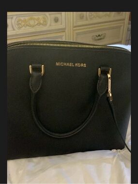 Michael Kors Black Saffiano Satchel with Gold Hardware